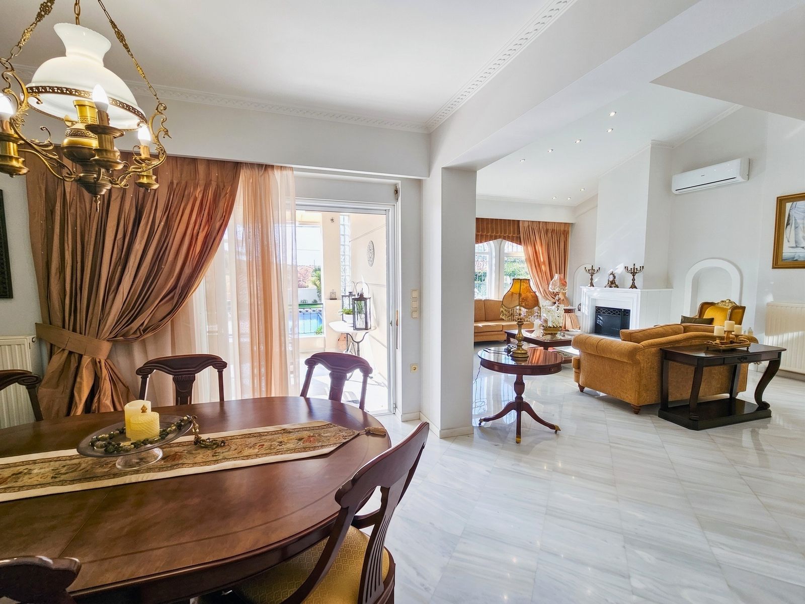 Marble floor living areas