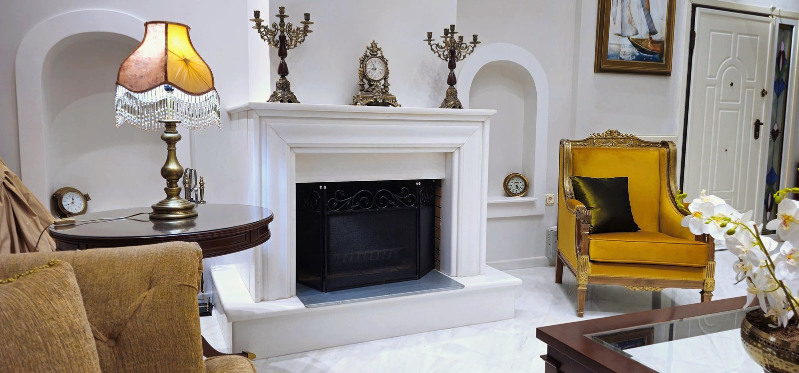Marble fireplace luxury details