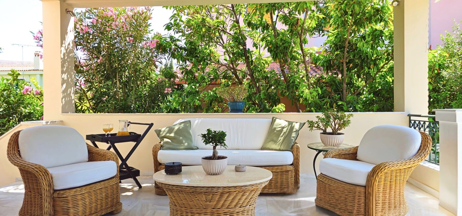 Grand veranda bamboo lounge daylight
