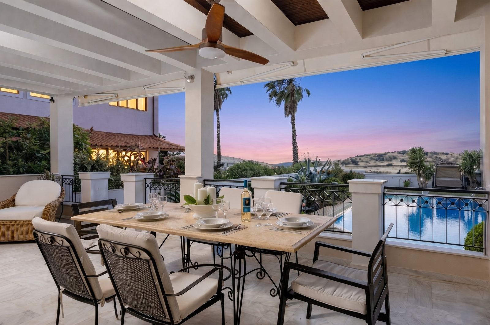 Grand veranda at blue hour